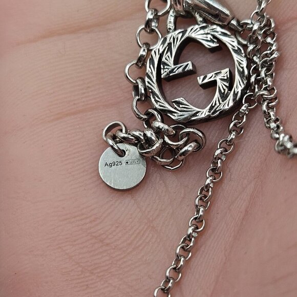 Textured Interlocking GG Marmont Pendant & Chain - Picture 10 of 17